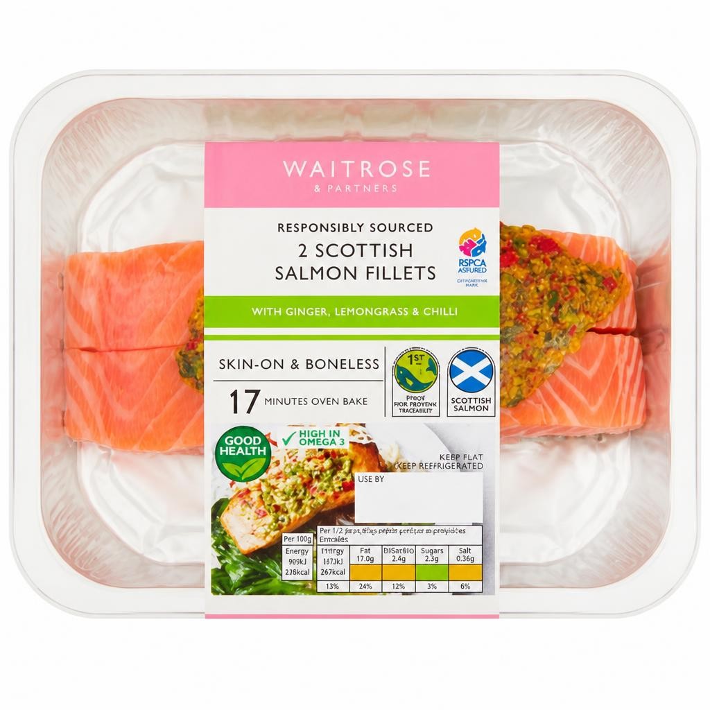 Waitrose 2 Scottish Salmon Fillets with Ginger, Lemongrass