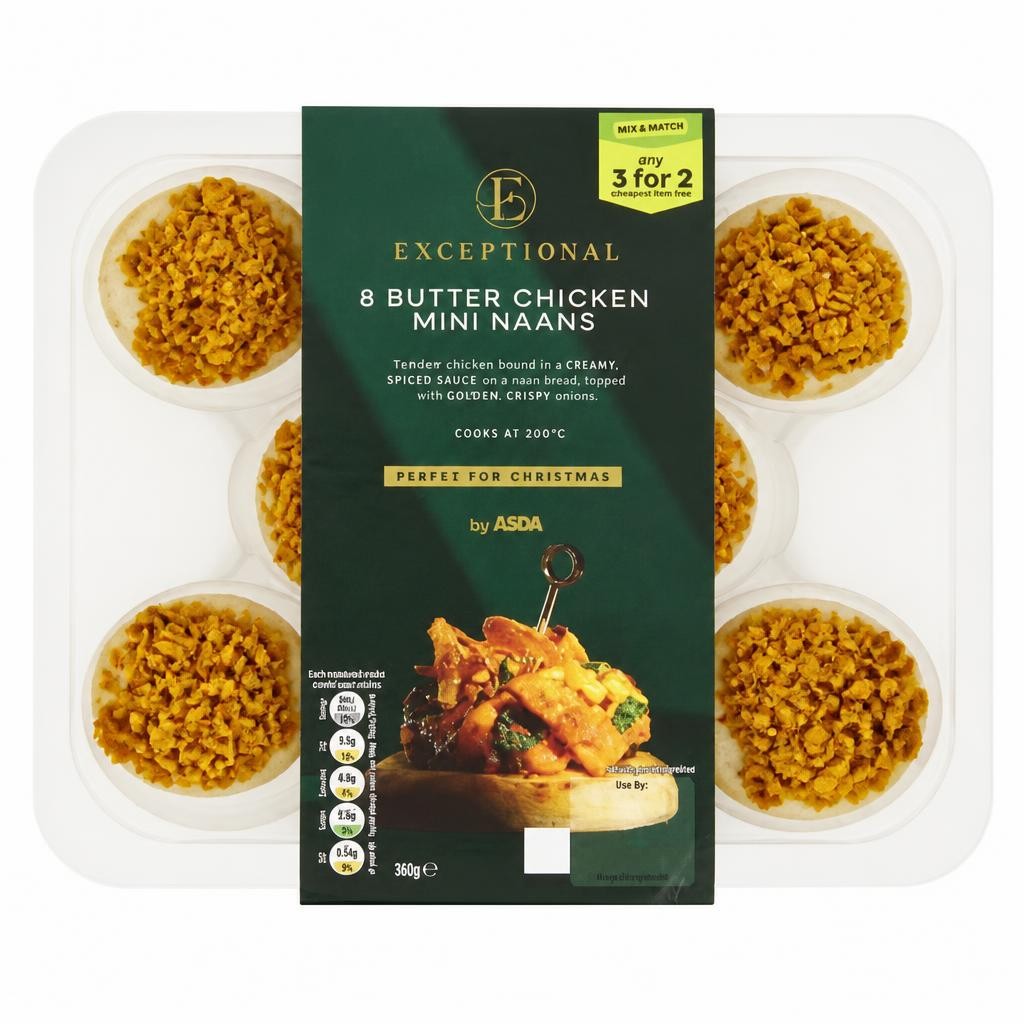 Exceptional by ASDA 8 Butter Chicken Mini Naans 160g