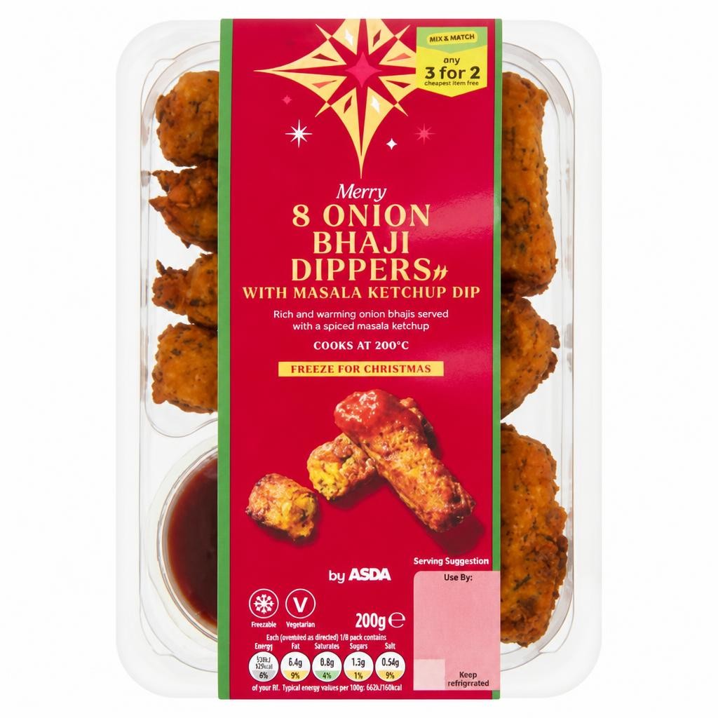 ASDA 8 Merry Onion Bhaji Dippers with Masala Ketchup Dip 200g