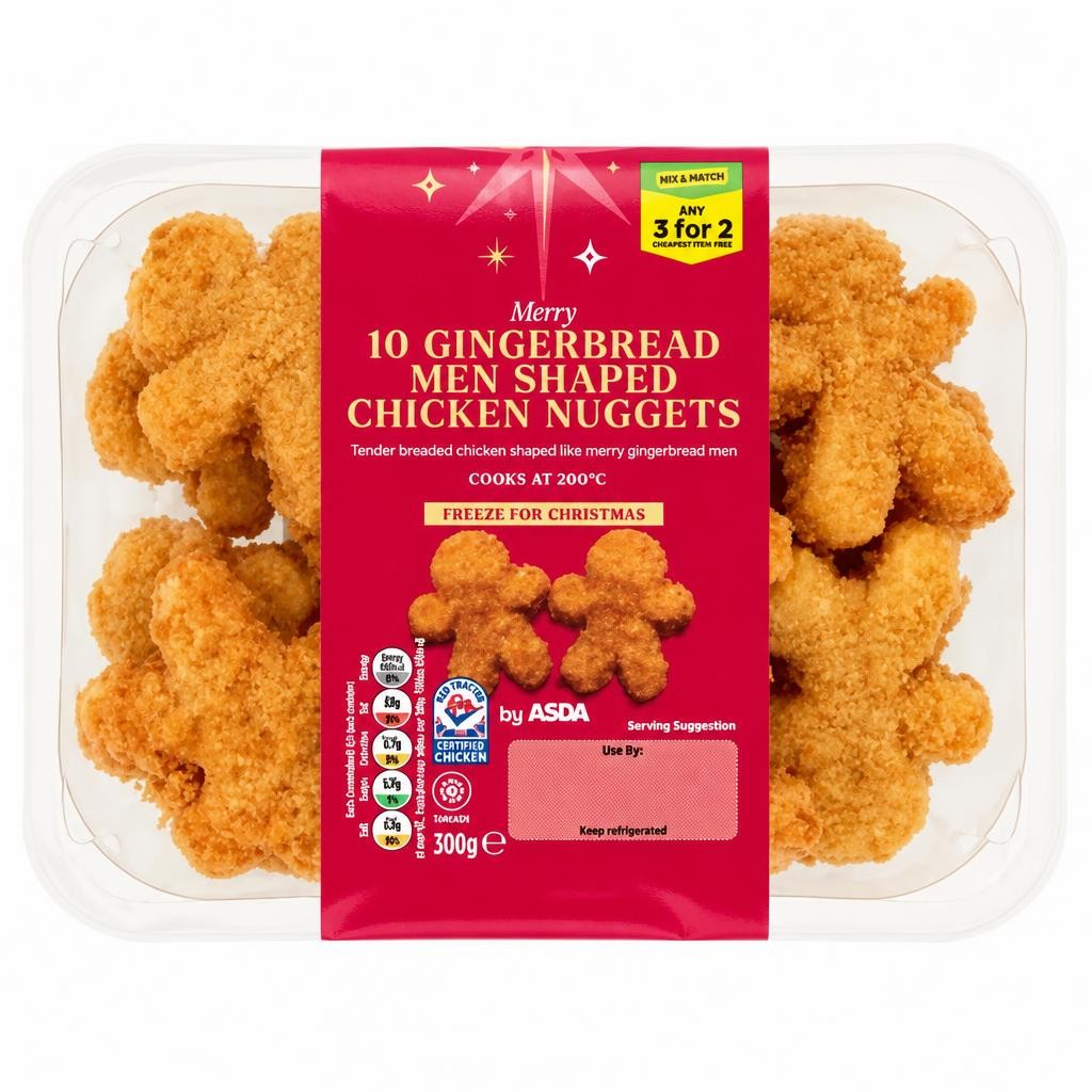 ASDA Merry 10 Gingerbread Men Shaped Chicken Nuggets 300g