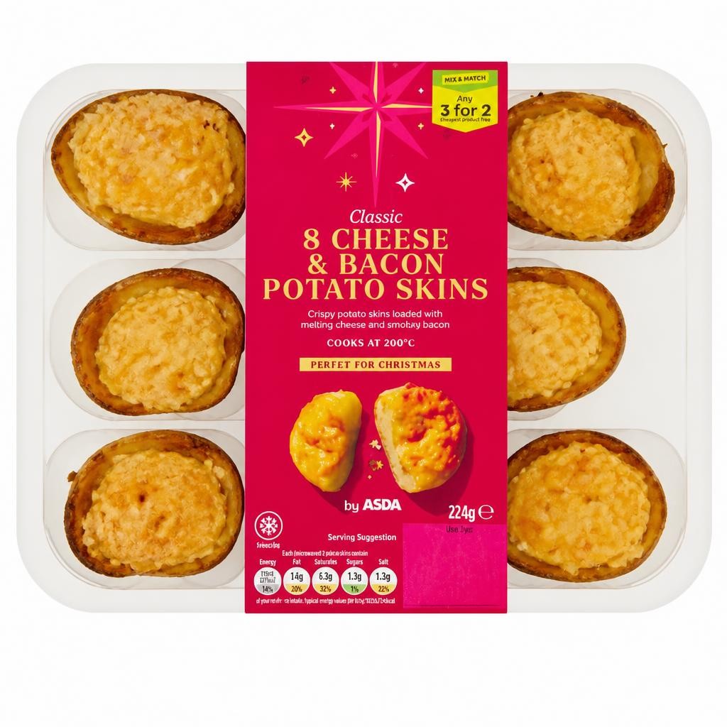 ASDA 8 Champion's Cheese & Bacon Potato Skins 224g