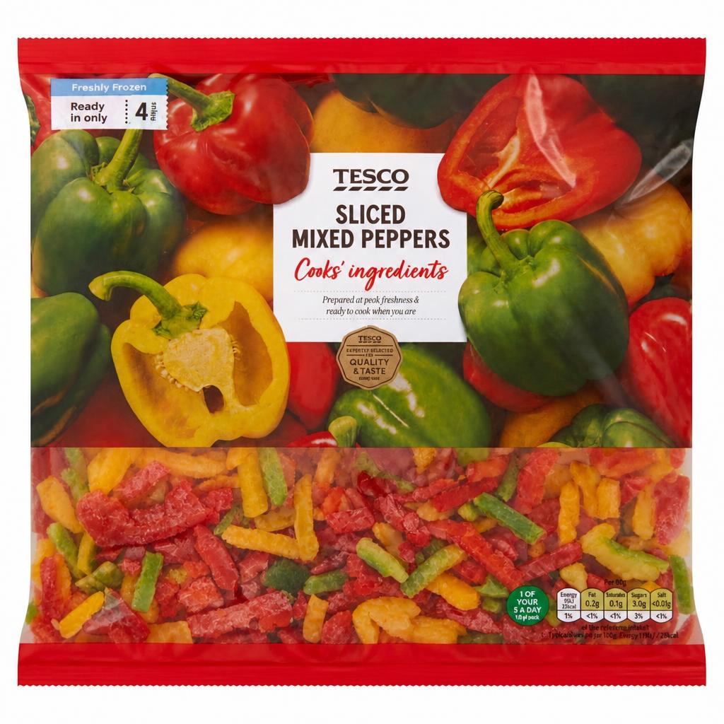 Tesco Sliced Mixed Frozen Peppers 500G