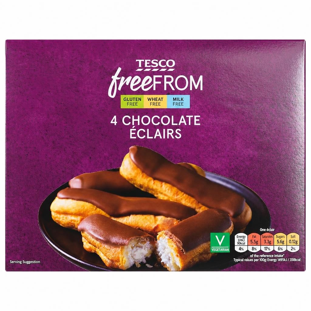 Tesco Free From 4 Chocolate Eclairs 100g