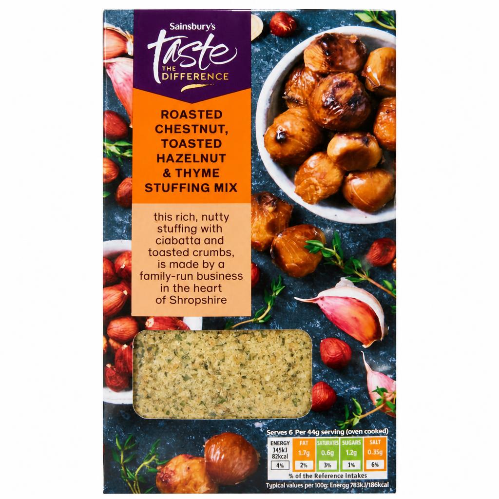 Sainsbury's Roasted Chestnut, Toasted Hazelnut & Thyme Stuffing Mix, Taste the Difference 110g