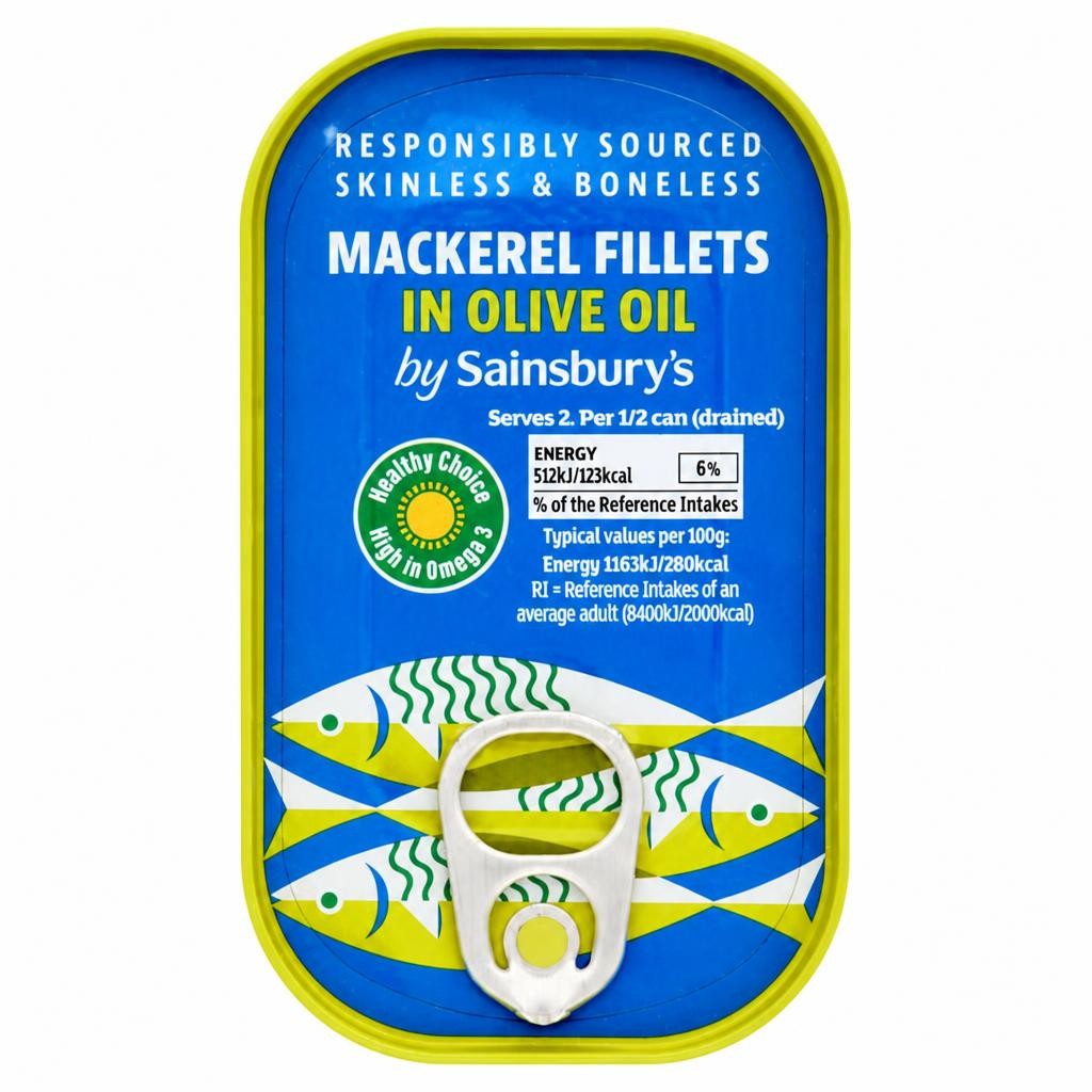 Sainsbury's Mackerel Fillets in Olive Oil 125g (88g*)