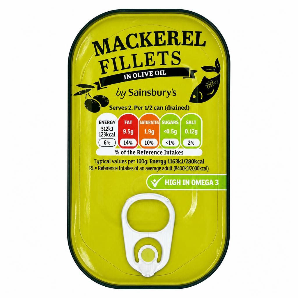 Sainsbury's Mackerel Fillets in Olive Oil 125g (88g*)