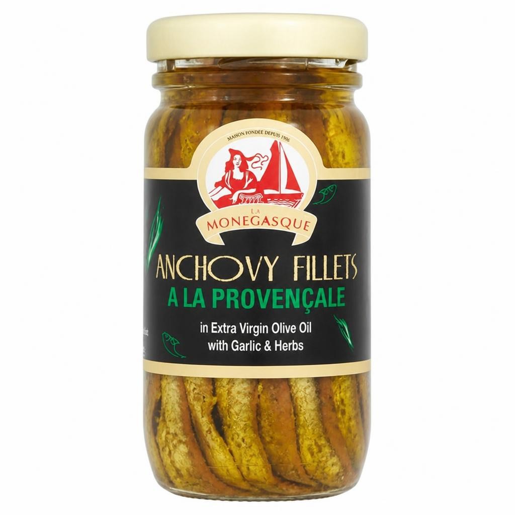 La Monegasque Anchovy Fillets Garlic & Herbs 100g