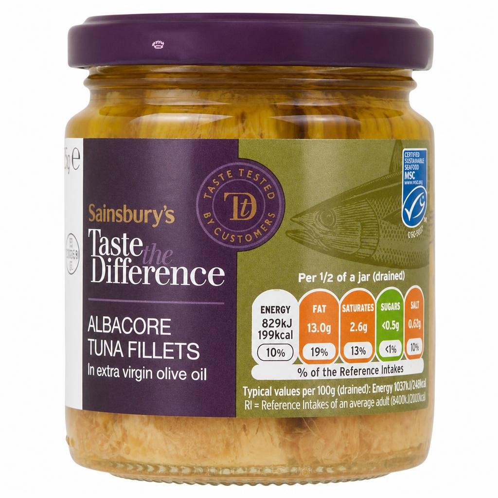 Sainsbury's Albacore Tuna in Extra Virgin Olive Oil, Taste the Difference 220g