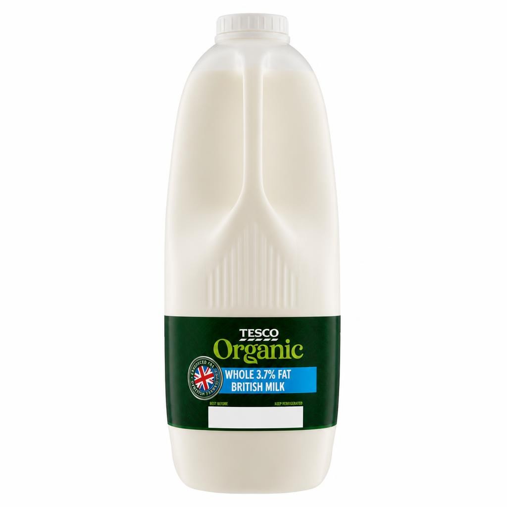 Tesco Organic British Whole Milk 2.272L/4 Pints