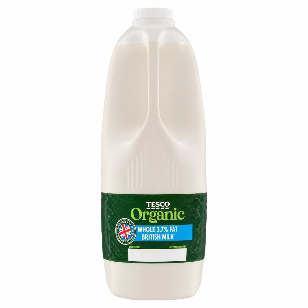 Tesco Organic British Whole Milk 2.272L/4 Pints