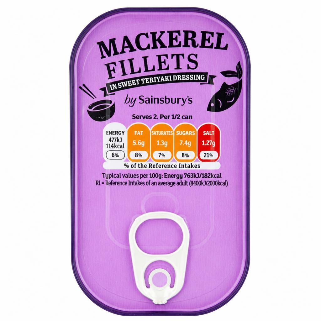 Sainsbury's Mackerel Fillets in Sweets Teriyaki Dressing 125g