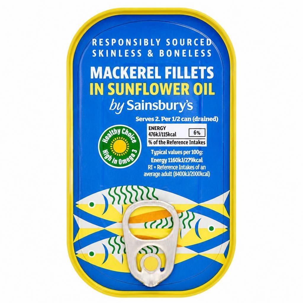 Sainsbury's Mackerel Fillets in Sunflower Oil 125g (82g*)