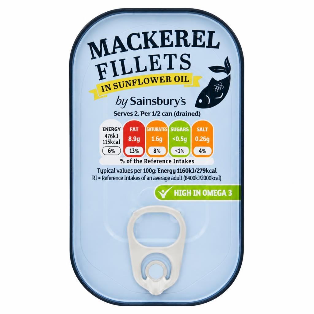 Sainsbury's Mackerel Fillets in Sunflower Oil 125g (82g*)