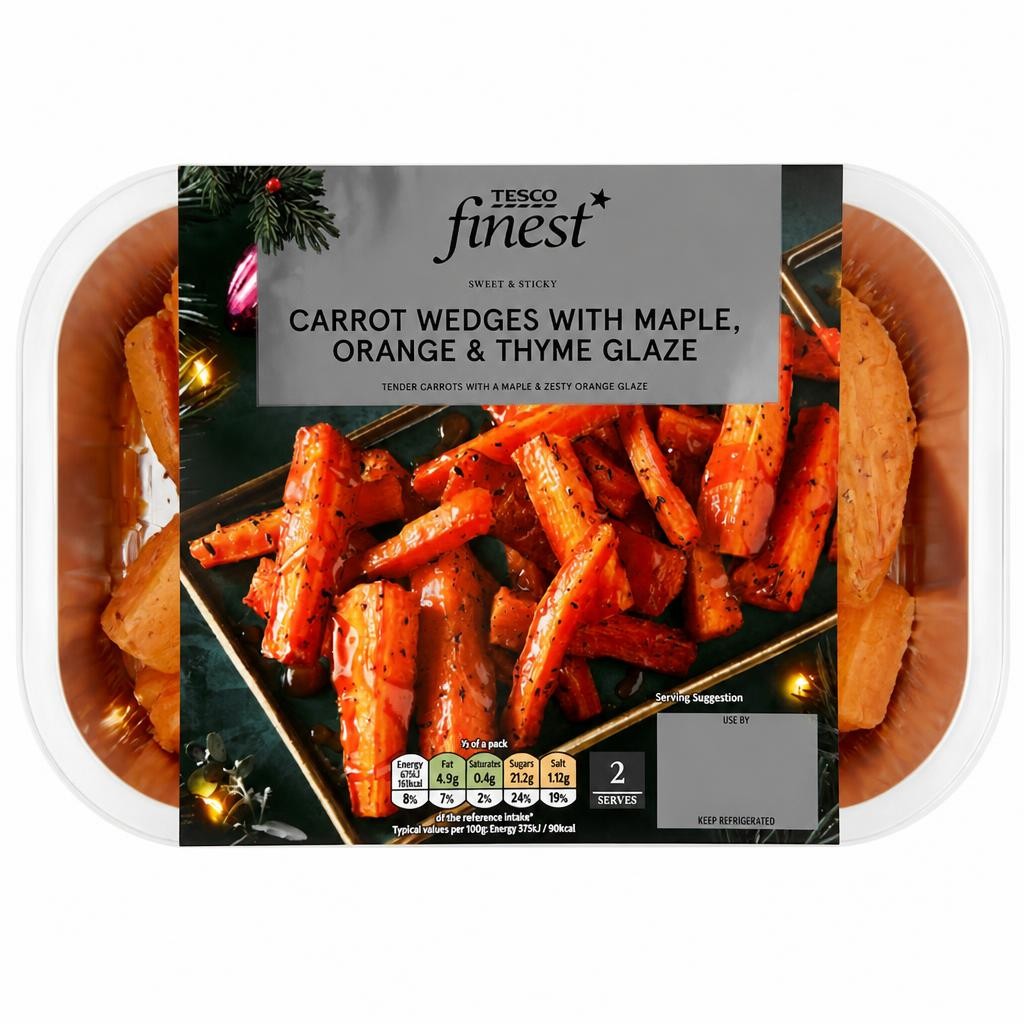 Tesco Finest Carrot Wedges With Maple, Orange & Thyme Glaze 400g