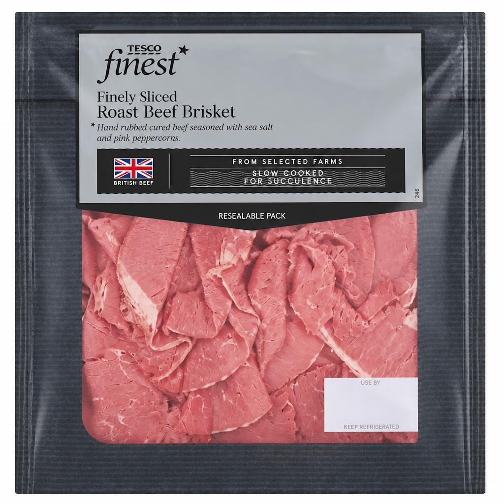 Tesco Finest Finely Sliced Roast Beef Brisket 90g