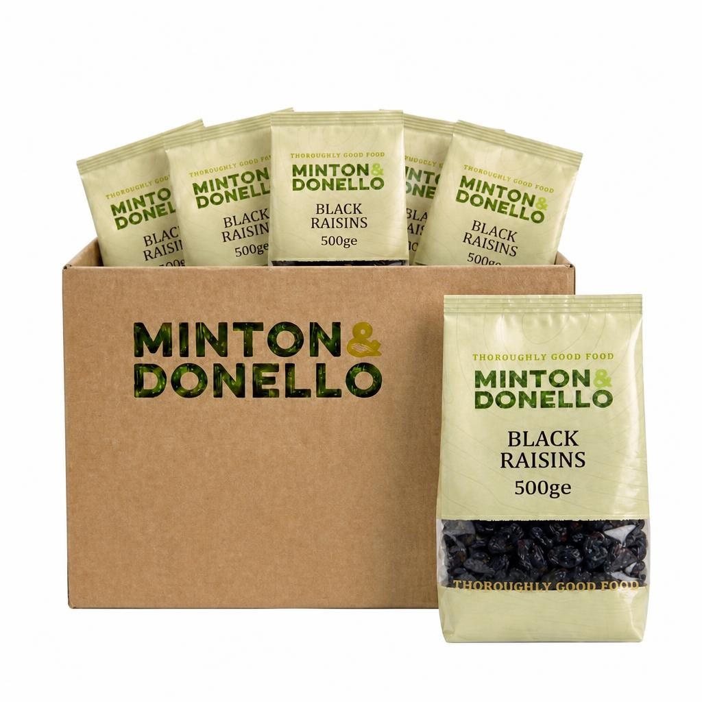 Minton & Donello Black Raisins 6 x 500g