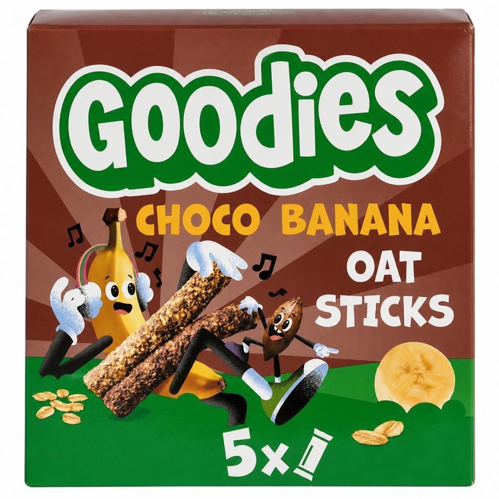 Goodies Choco & Banana 5 x 23g Multipack Kids Snack Oat Sticks Bars