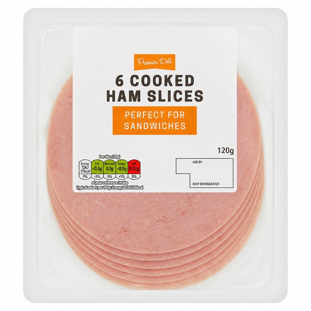 Premier Deli Cooked Ham Slices x6 120g