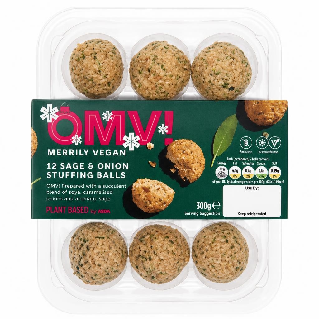 Plant Based by ASDA OMV! 12 Sage & Onion Stuffing Balls 300g