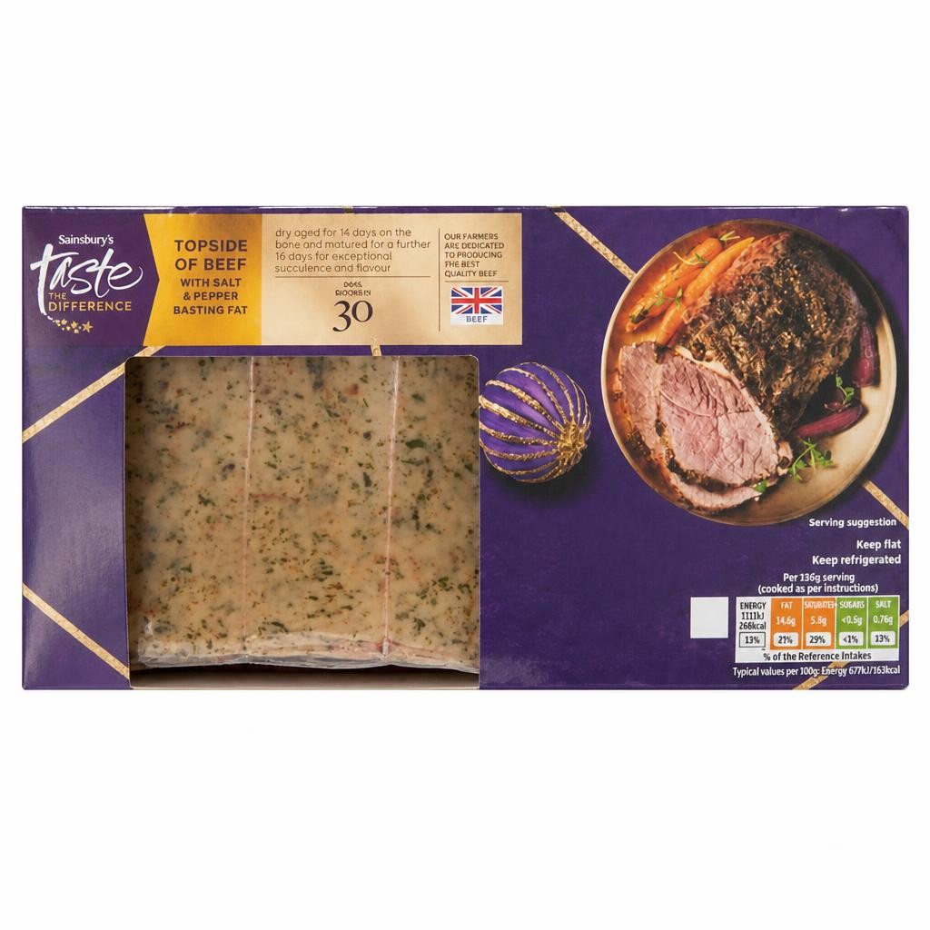 Sainsbury's Beef Topside with Basting Fat, Taste the Difference 1kg