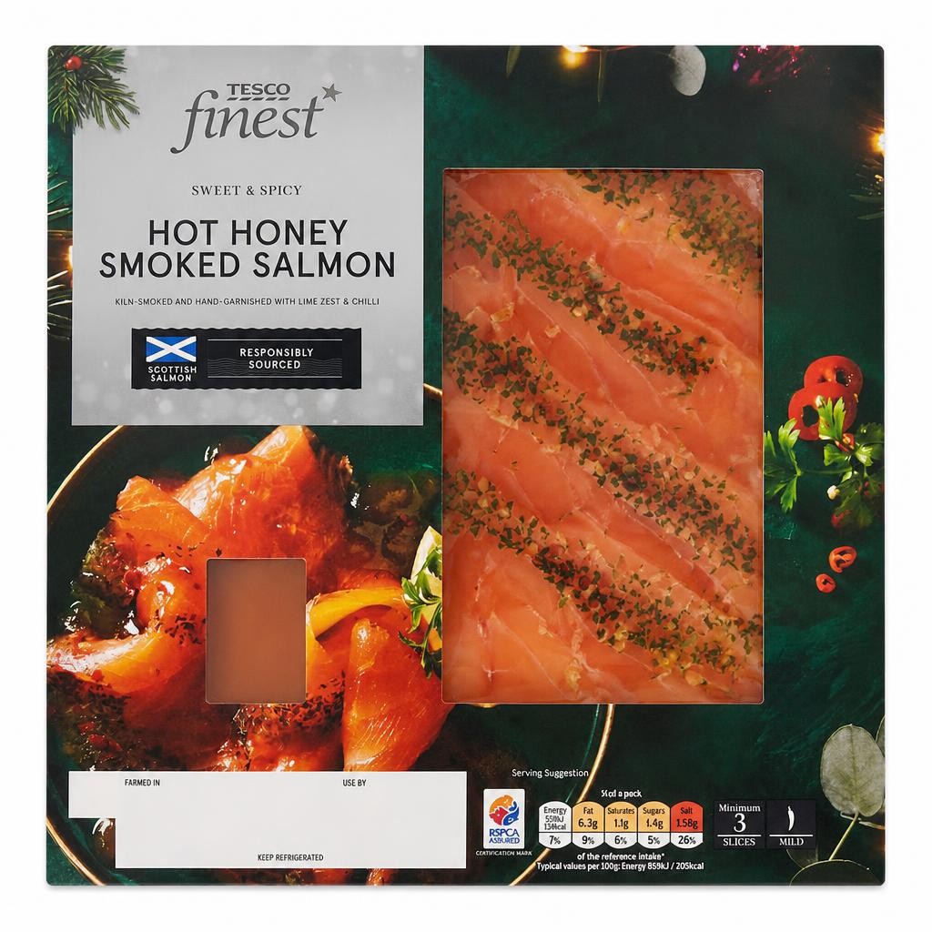 Tesco Finest Hot Honey Smoked Salmon 130g