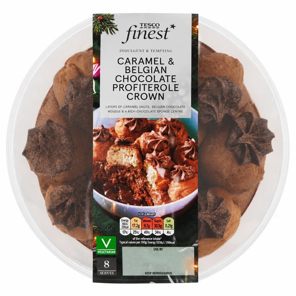 Tesco Finest Caramel & Belgian Chocolate Profiterole Crown 706g