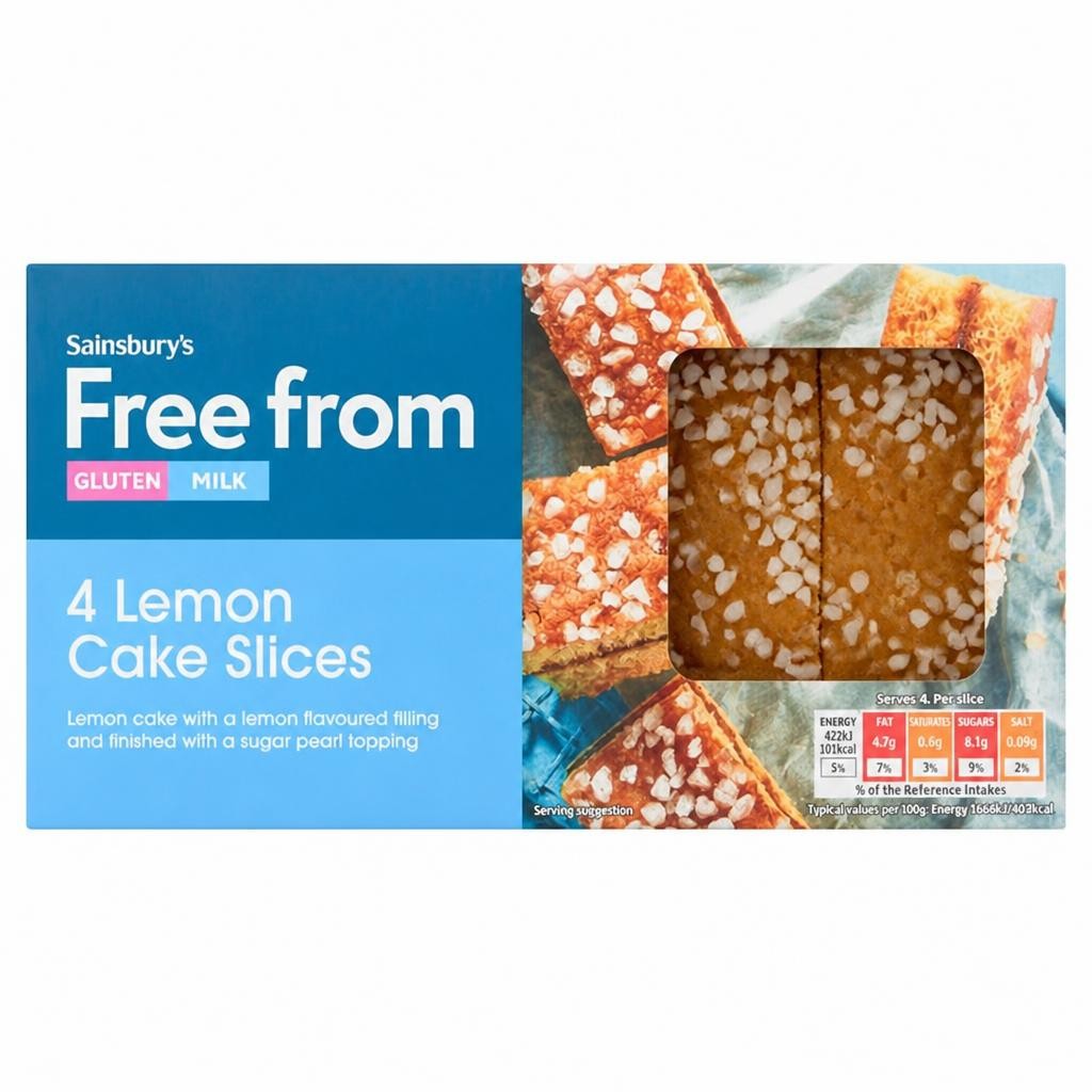 Sainsbury's Free From 4 Lemon Cake Slices 100g