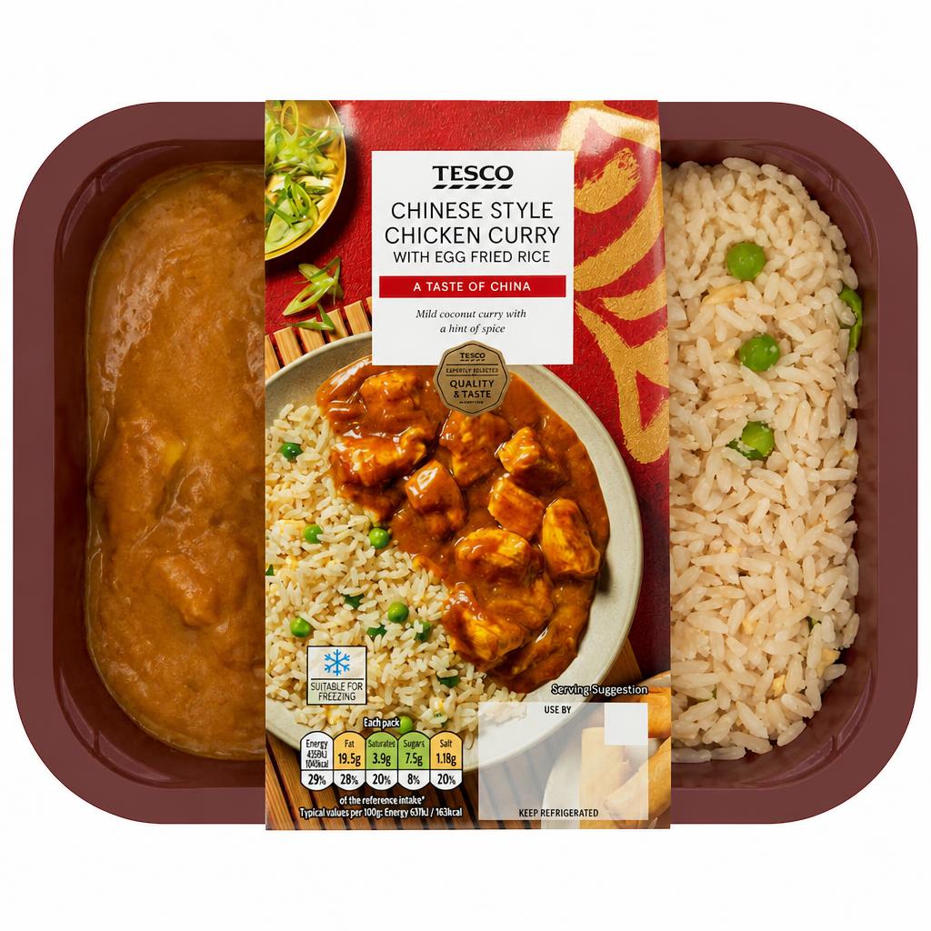 Tesco Chinese Style Chicken Curry With Egg Fried Rice 400G