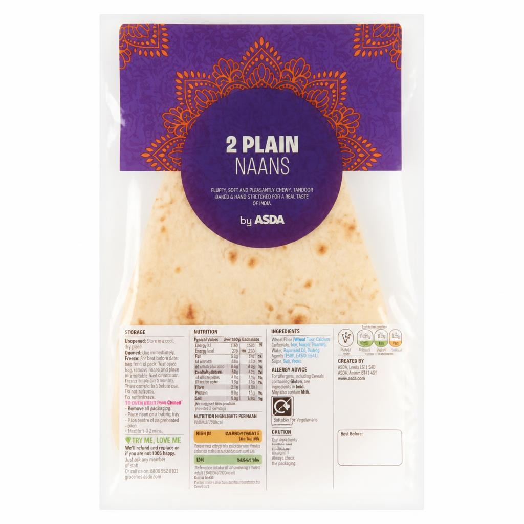 ASDA 2 Plain Naans