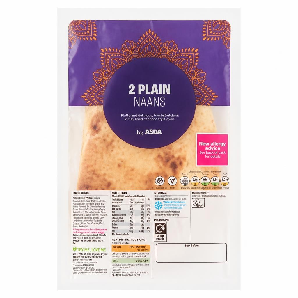 ASDA 2 Plain Naans
