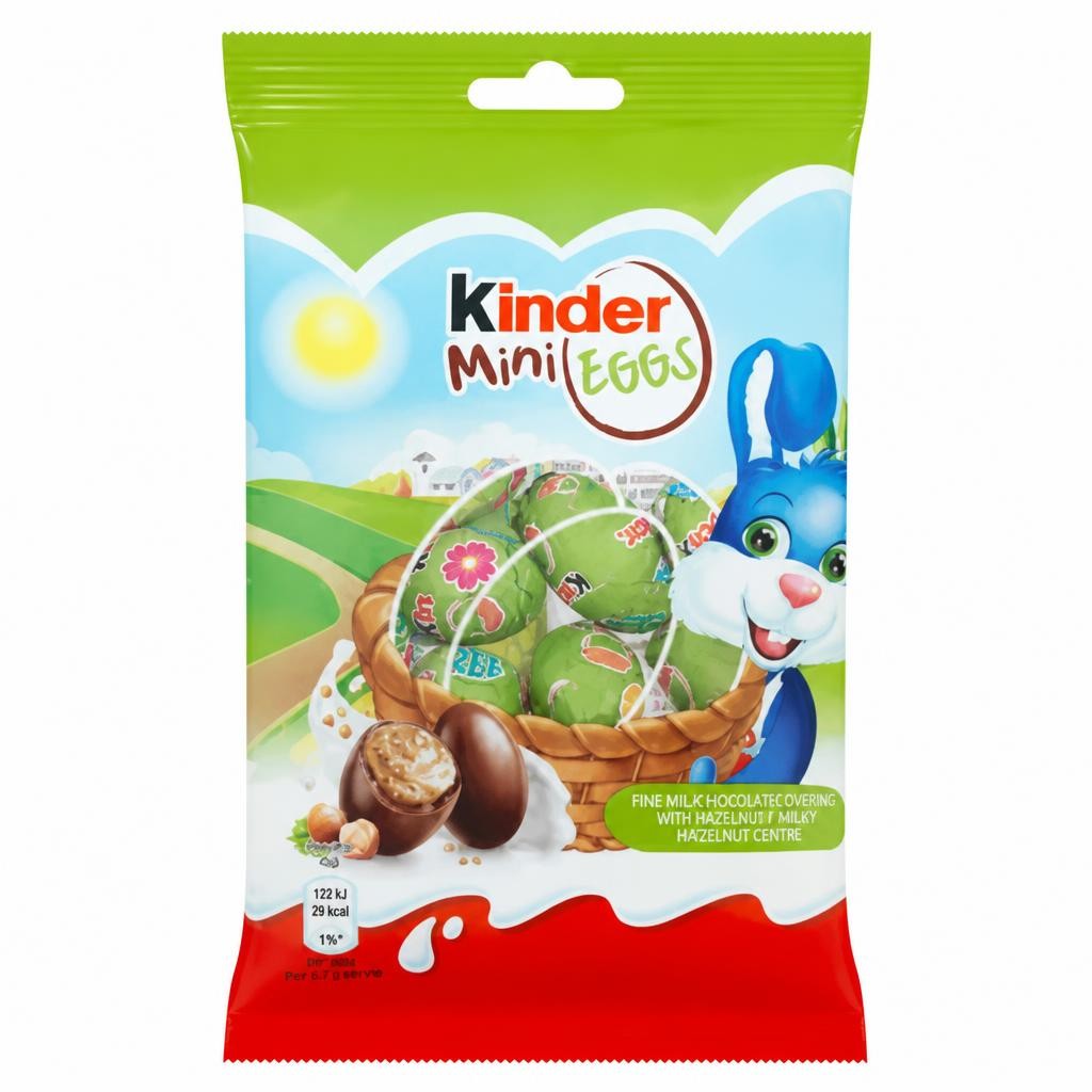 Kinder Milk Chocolate & Hazelnut Mini Easter Eggs Snack Bag 75g