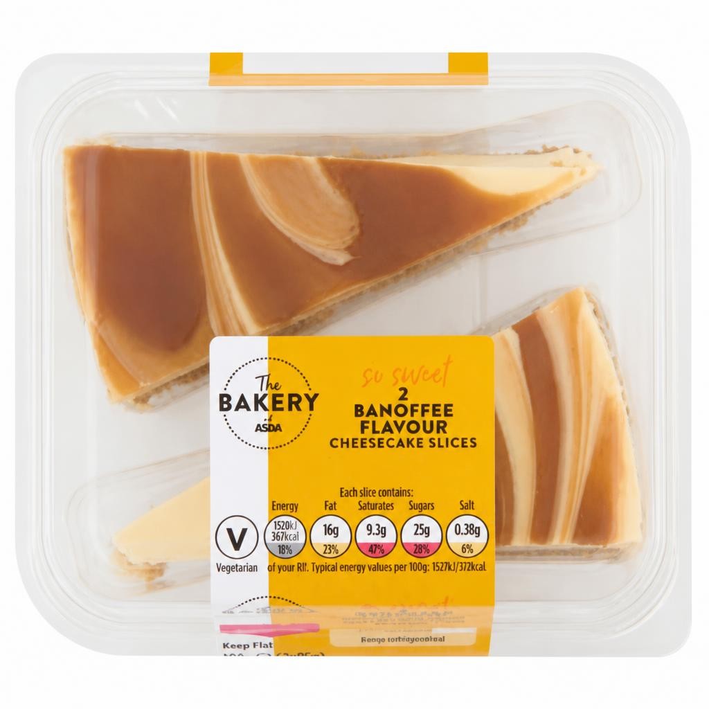 The BAKERY at ASDA The Bakery at  Banoffee Flavour Cheesecake Slices 2 x 95g (190g)