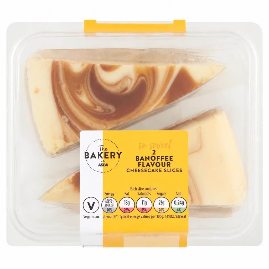 The BAKERY at ASDA The Bakery at  Banoffee Flavour Cheesecake Slices 2 x 95g (190g)