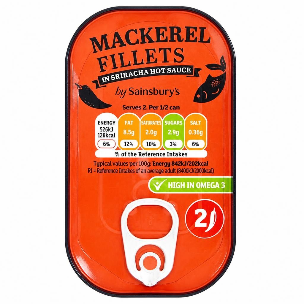 Sainsbury's Mackerel Fillets in Sriracha Hot Sauce 125g