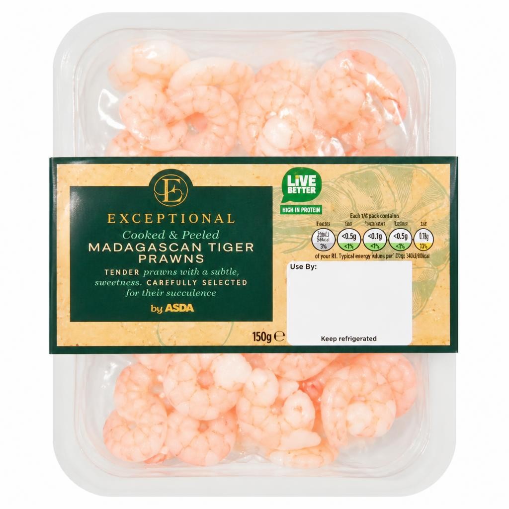 Exceptional by ASDA Cooked & Peeled Madagascan Tiger Prawns 150g