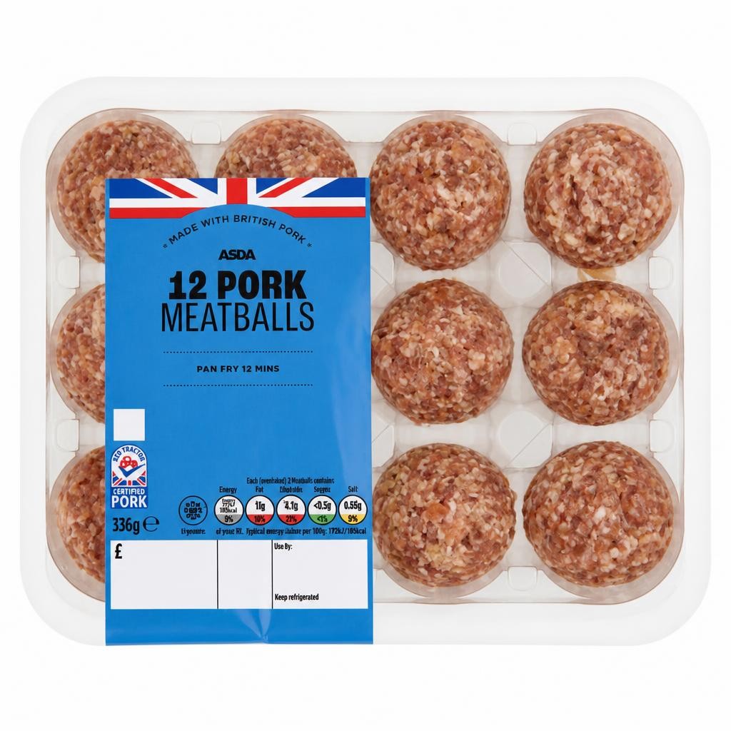 ASDA 12 Pork Meatballs 336g