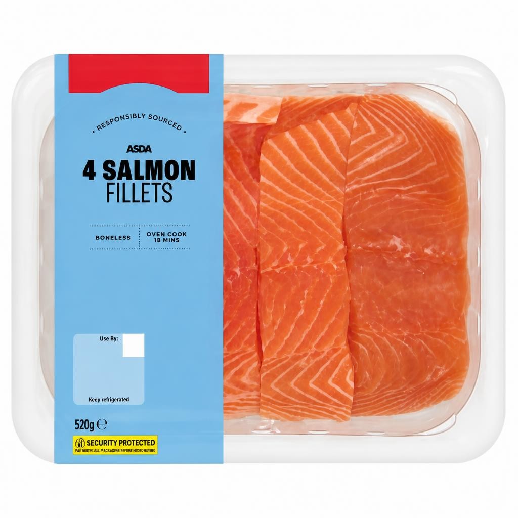 ASDA 4 Boneless Salmon Fillets 520g