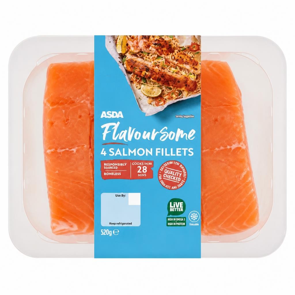 ASDA 4 Flavoursome Salmon Fillets 520g