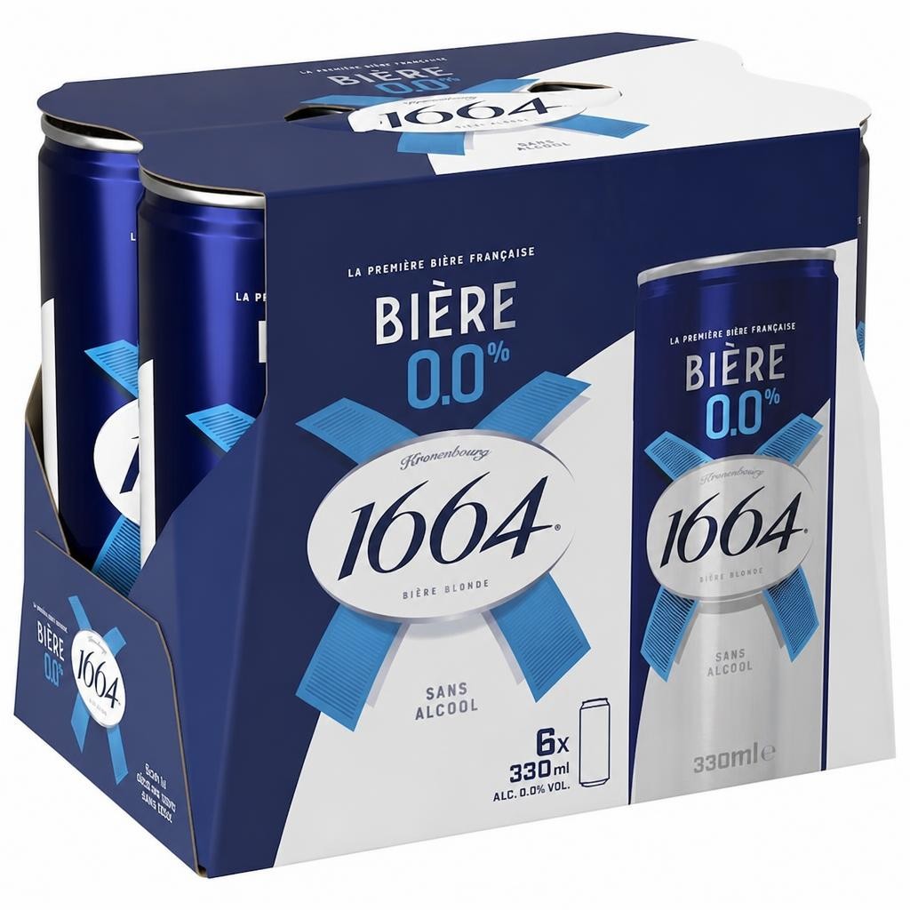 Kronenbourg 1664 0.0% Alcohol Free Lager Beer Can 6x330ml