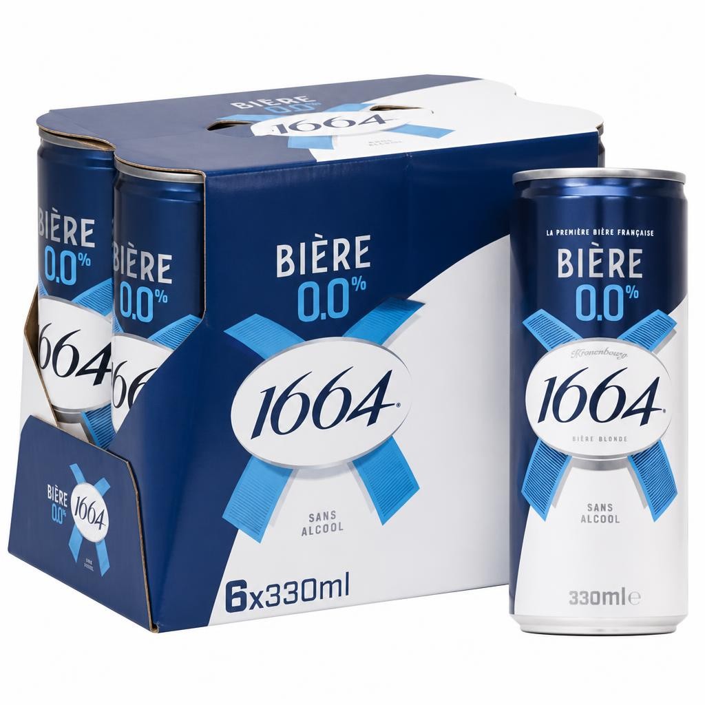 Kronenbourg 1664 0.0% Alcohol Free Lager Beer Can 6x330ml