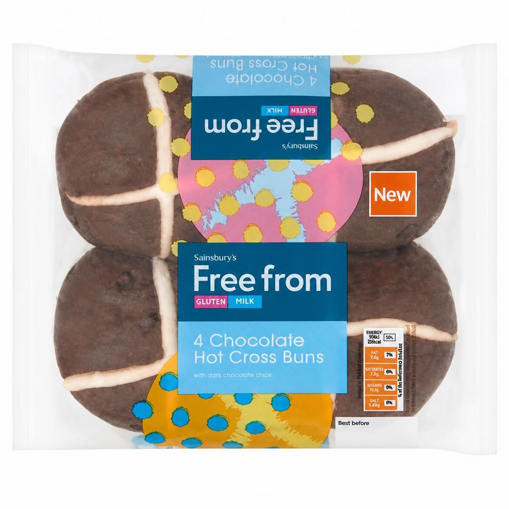 Sainsbury's Free From Chocolate Hot Cross Buns x4