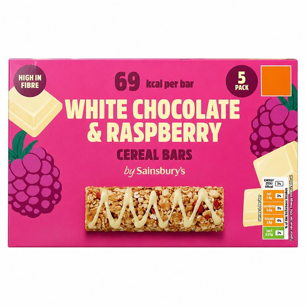 Sainsbury's Raspberry & White Chocolate Cereal Bars x5 95g