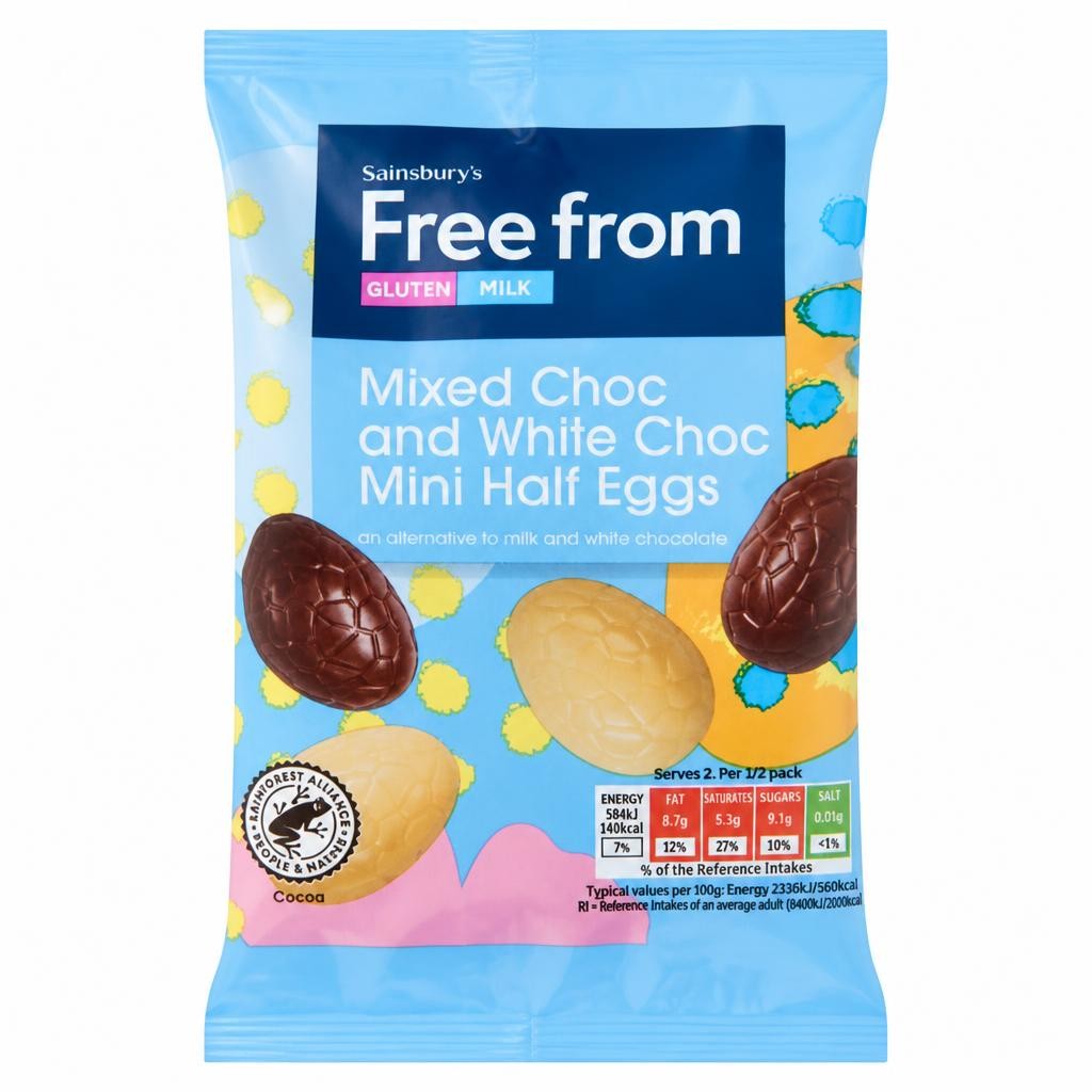 Sainsbury's Free From 50g Mixed Choc & White Choc Mini Half Eggs