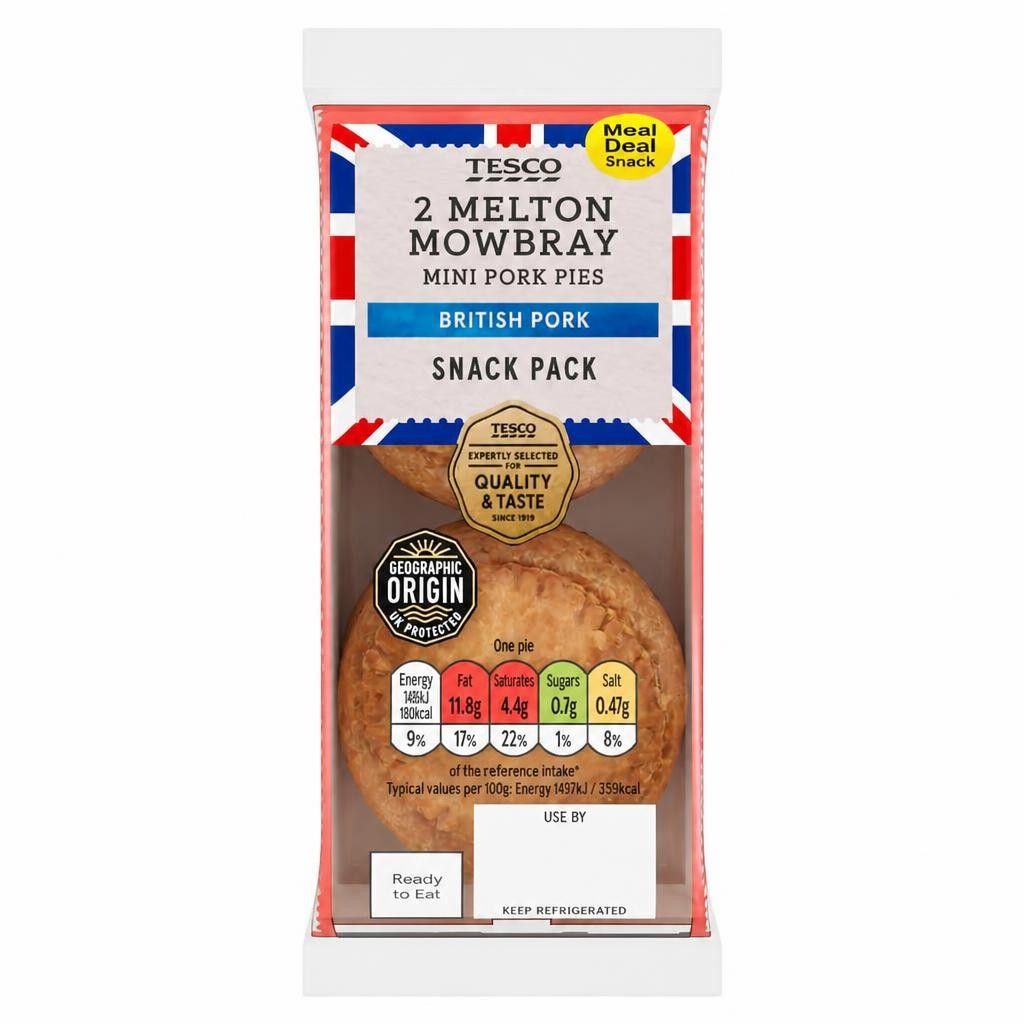 Tesco 2 Mini Melton Mowbray Pork Pies 100G