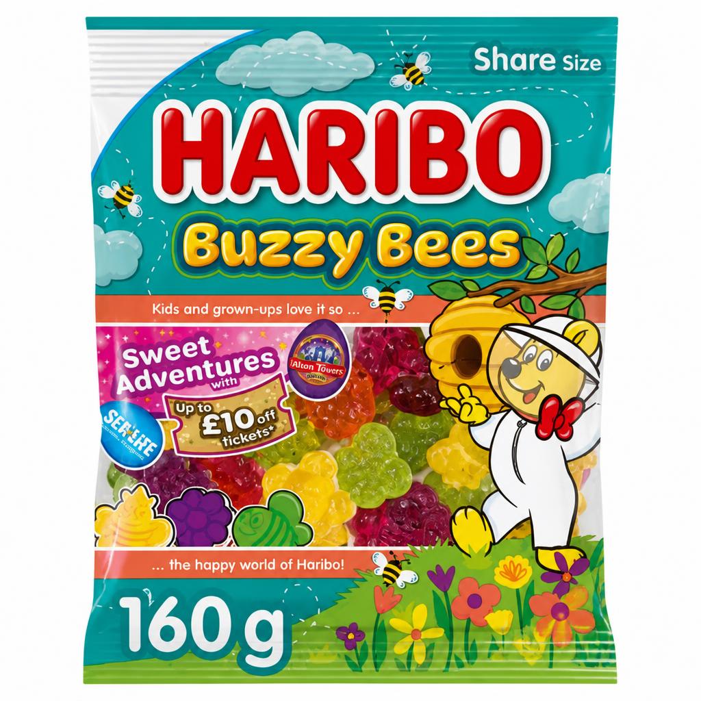 Haribo Buzzy Bees Fruit Flavour Jelly & Foam Sweets Sharing Bag 160g