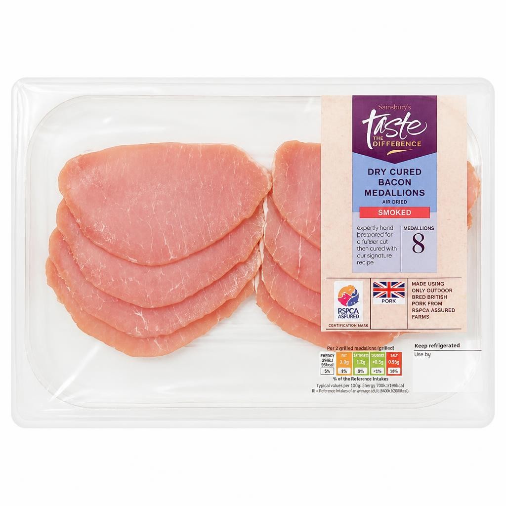 Sainsbury's Smoked Air Dried Bacon Medallions, Taste the Difference x8 160g