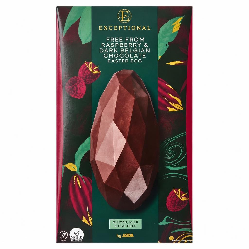 Exceptional by ASDA Free From Raspberry & Dark Belgian Chocolate Easter Egg 200g