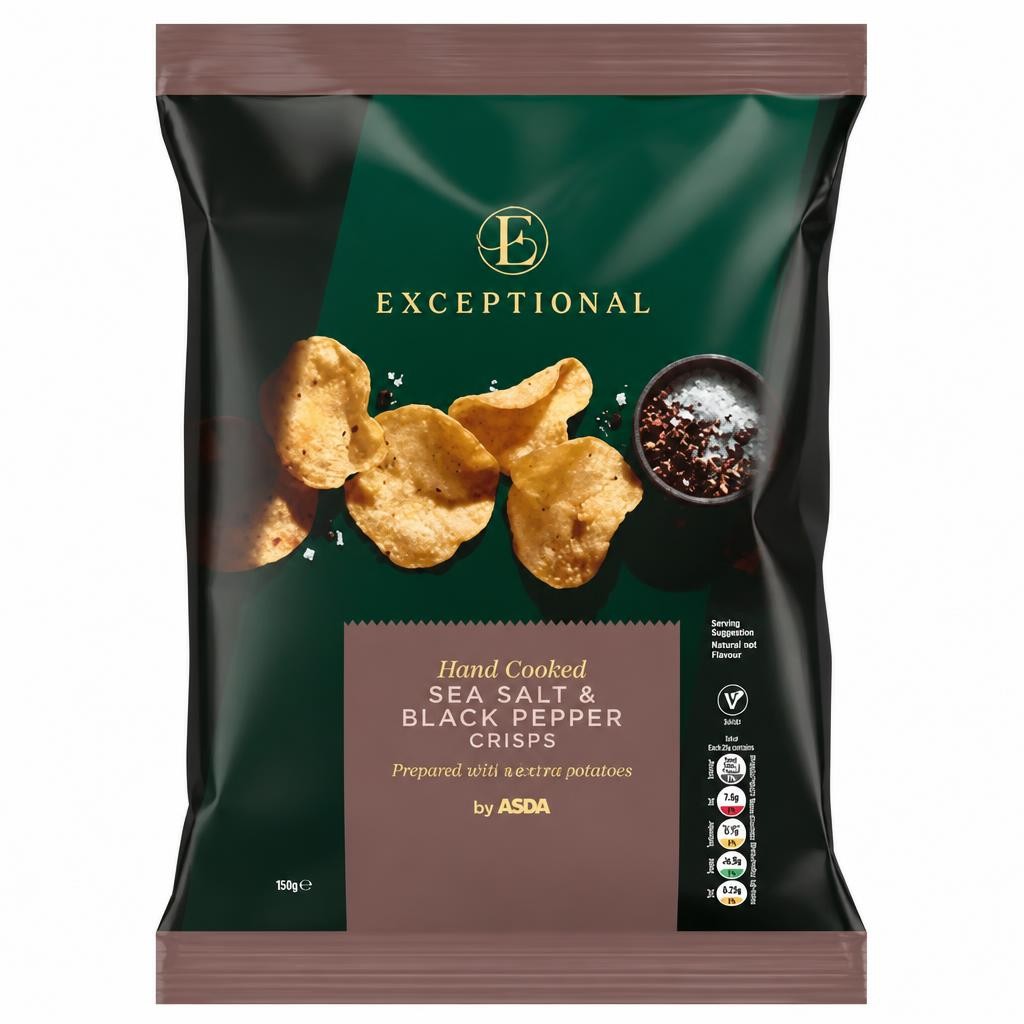 Exceptional by Asda Hand Cooked Sea Salt & Black Pepper Crisps 150g