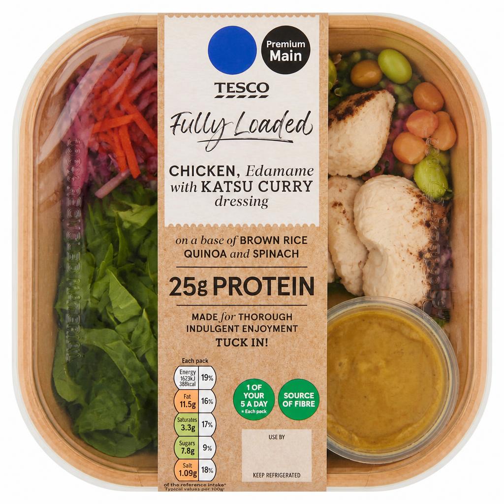 Tesco Fully Loaded Chicken, Edamame with Katsu Curry Dressing 325g