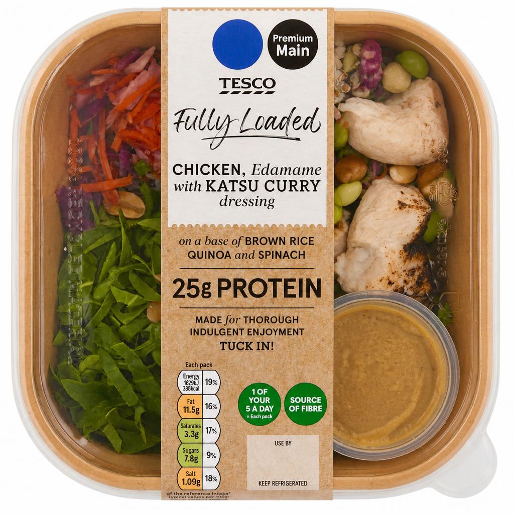 Tesco Fully Loaded Chicken, Edamame with Katsu Curry Dressing 325g